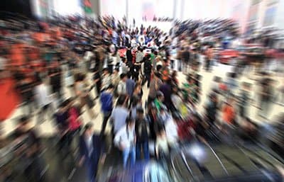 Crowd at exhibition