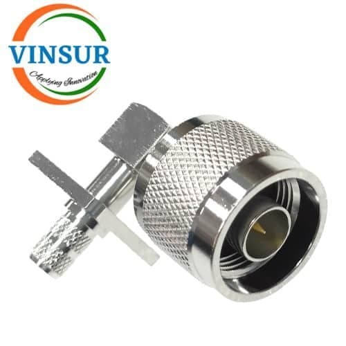 11112416 RF CONNECTOR 50 OHMS N MALE RIGHT ANGLE 4 HOLE FLANGE CRIMP TYPE LMR 240 CABLE1